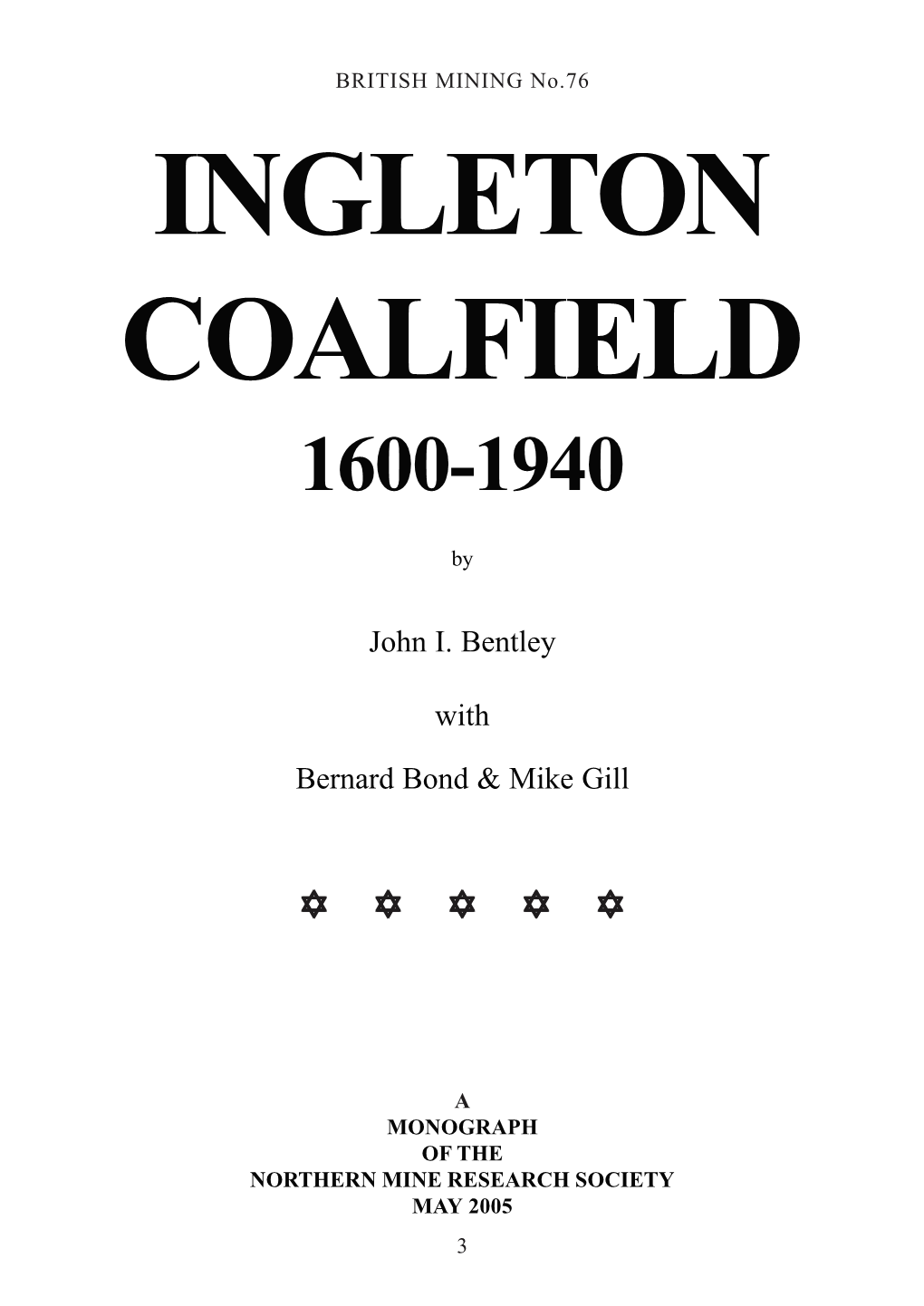 Ingleton Coalfield 1600-1940