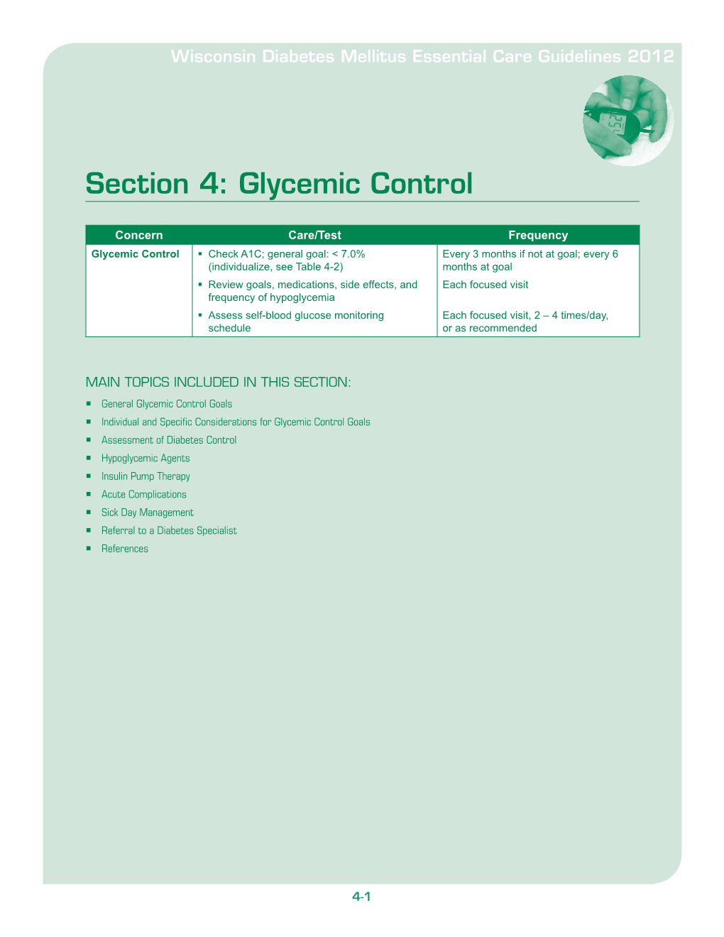 Section 4: Glycemic Control