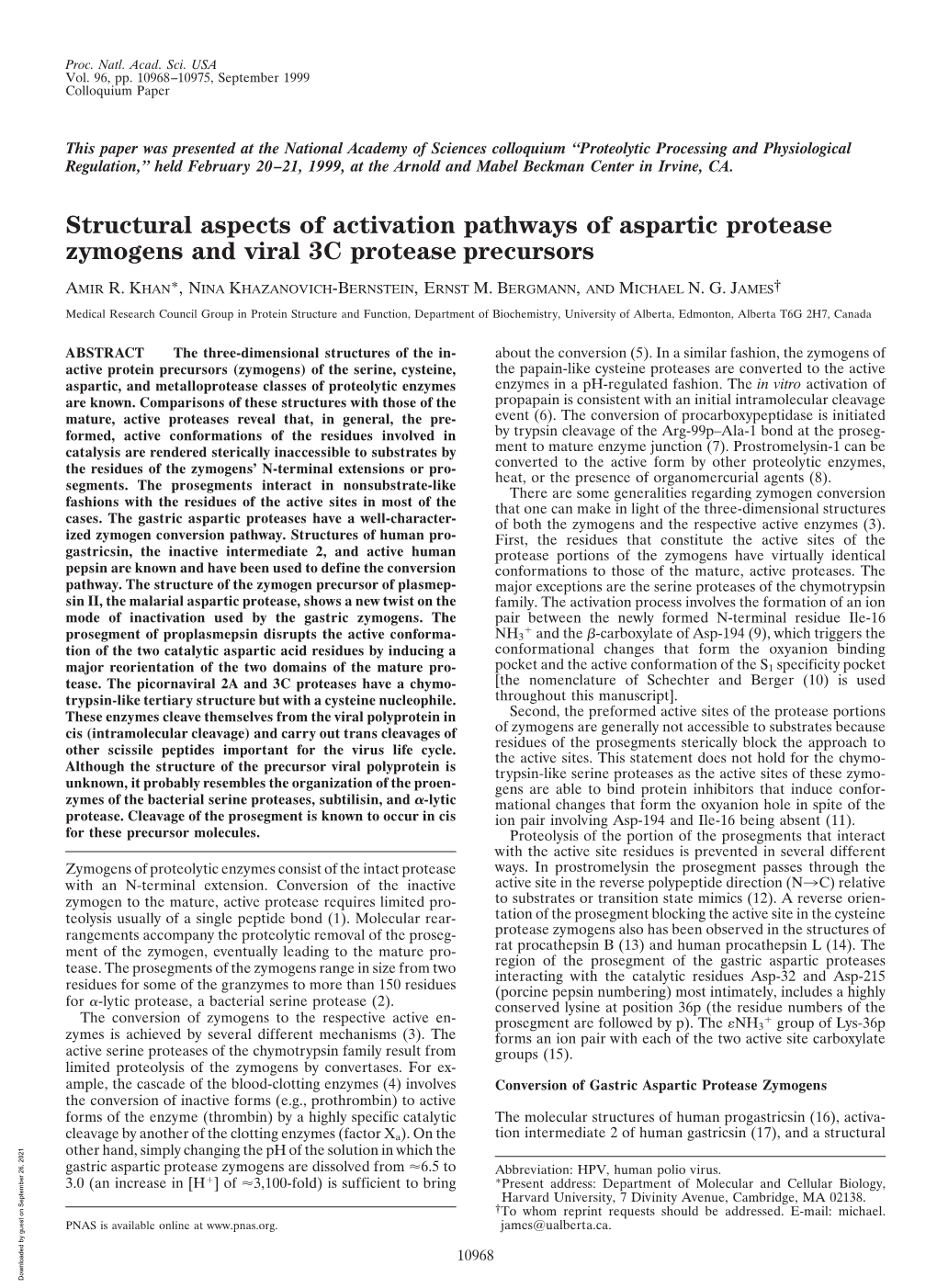 Structural Aspects of Activation Pathways of Aspartic Protease Zymogens and Viral 3C Protease Precursors