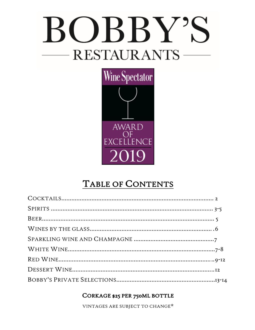 Table of Contents