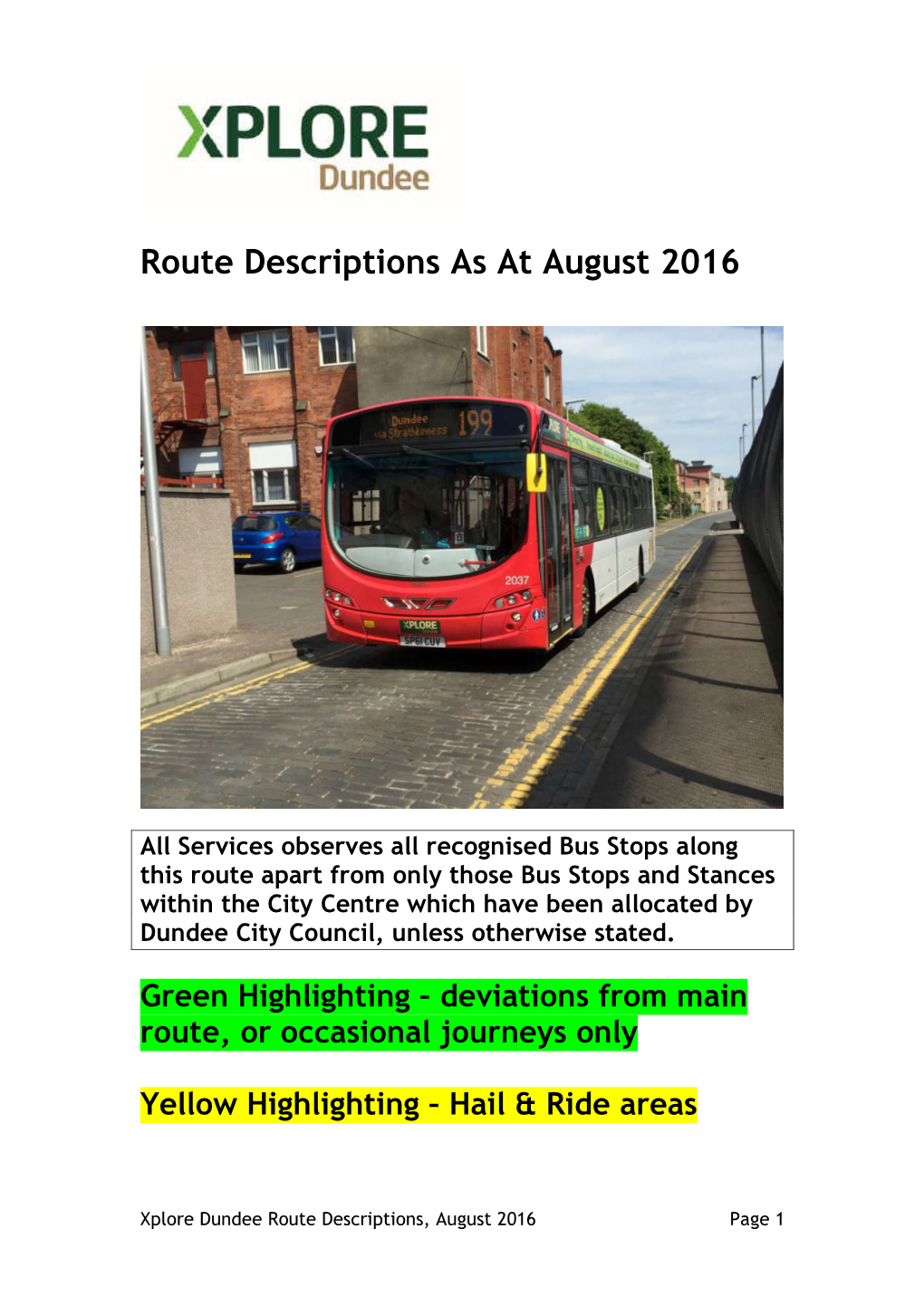 Route Descriptions As at August 2016