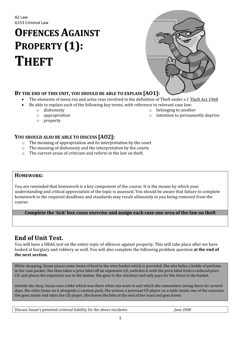 Criminal Law OOFFENCES AAGAINST PPROPERTY ((11)):: TTHHEEFFTT