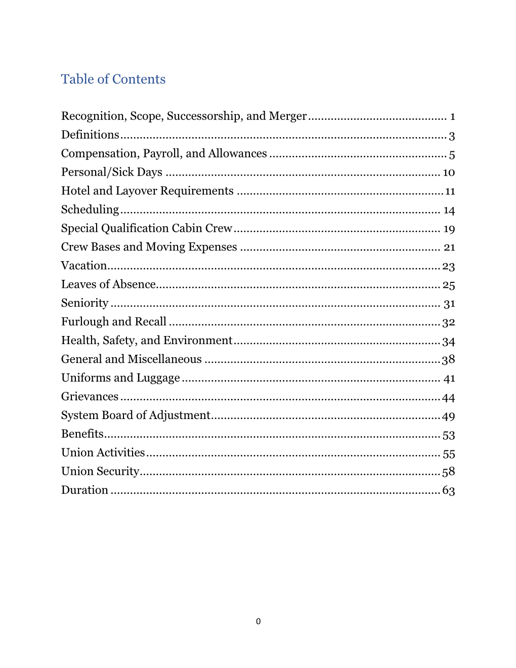 Table of Contents