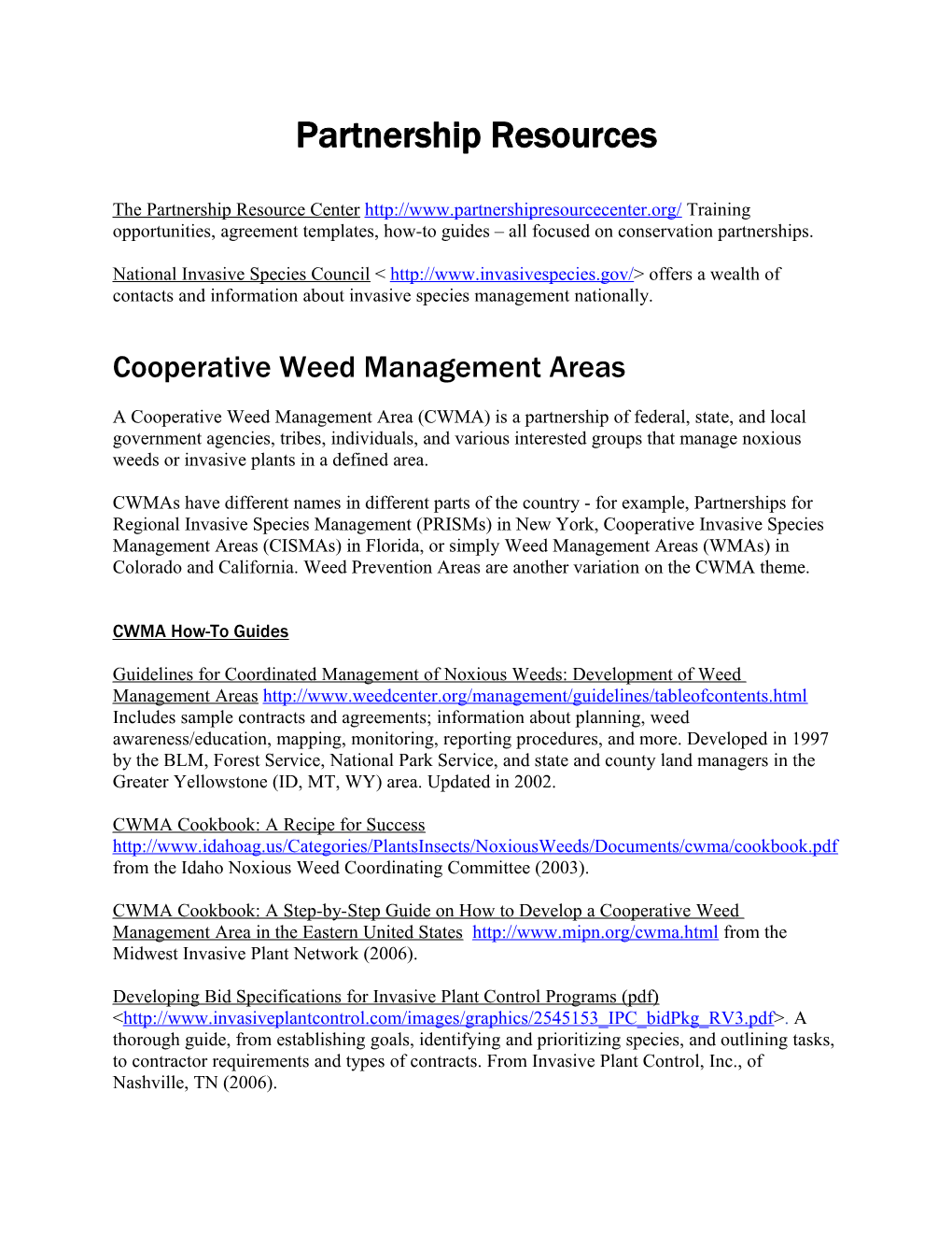 Partnership Resources