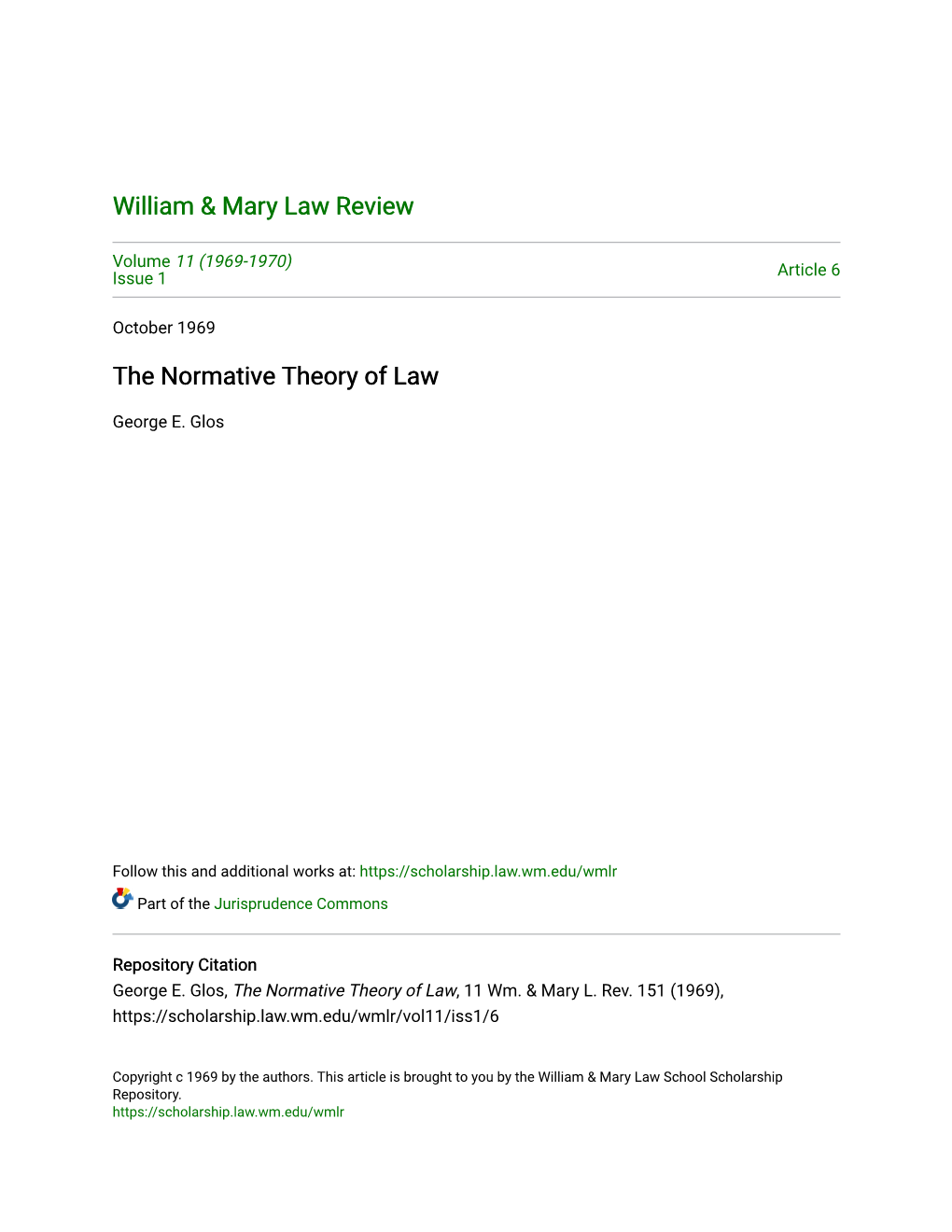 The Normative Theory of Law