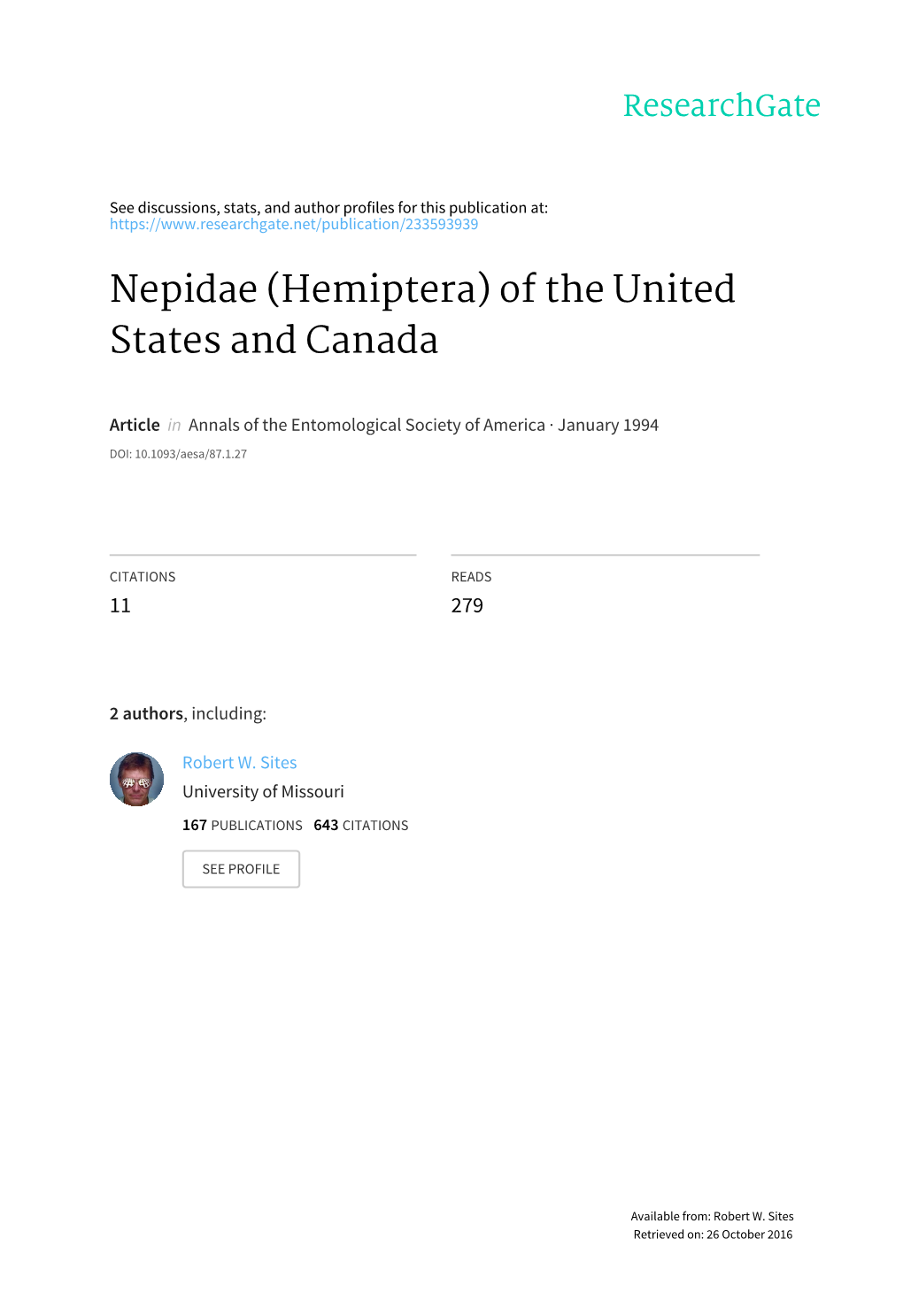 Nepidae (Hemiptera) of the United States and Canada