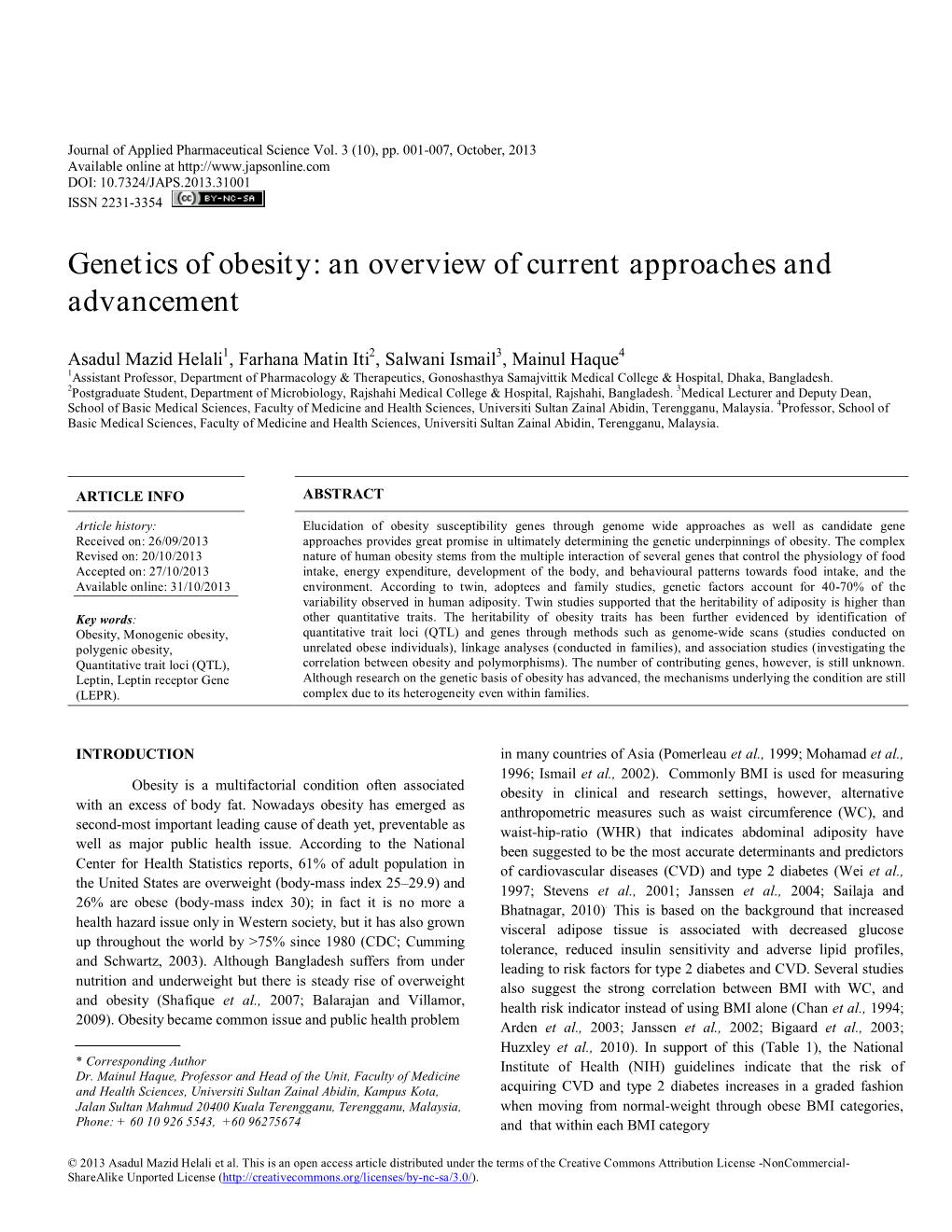 Genetics of Obesity: an Overview of Current Approaches and Advancement