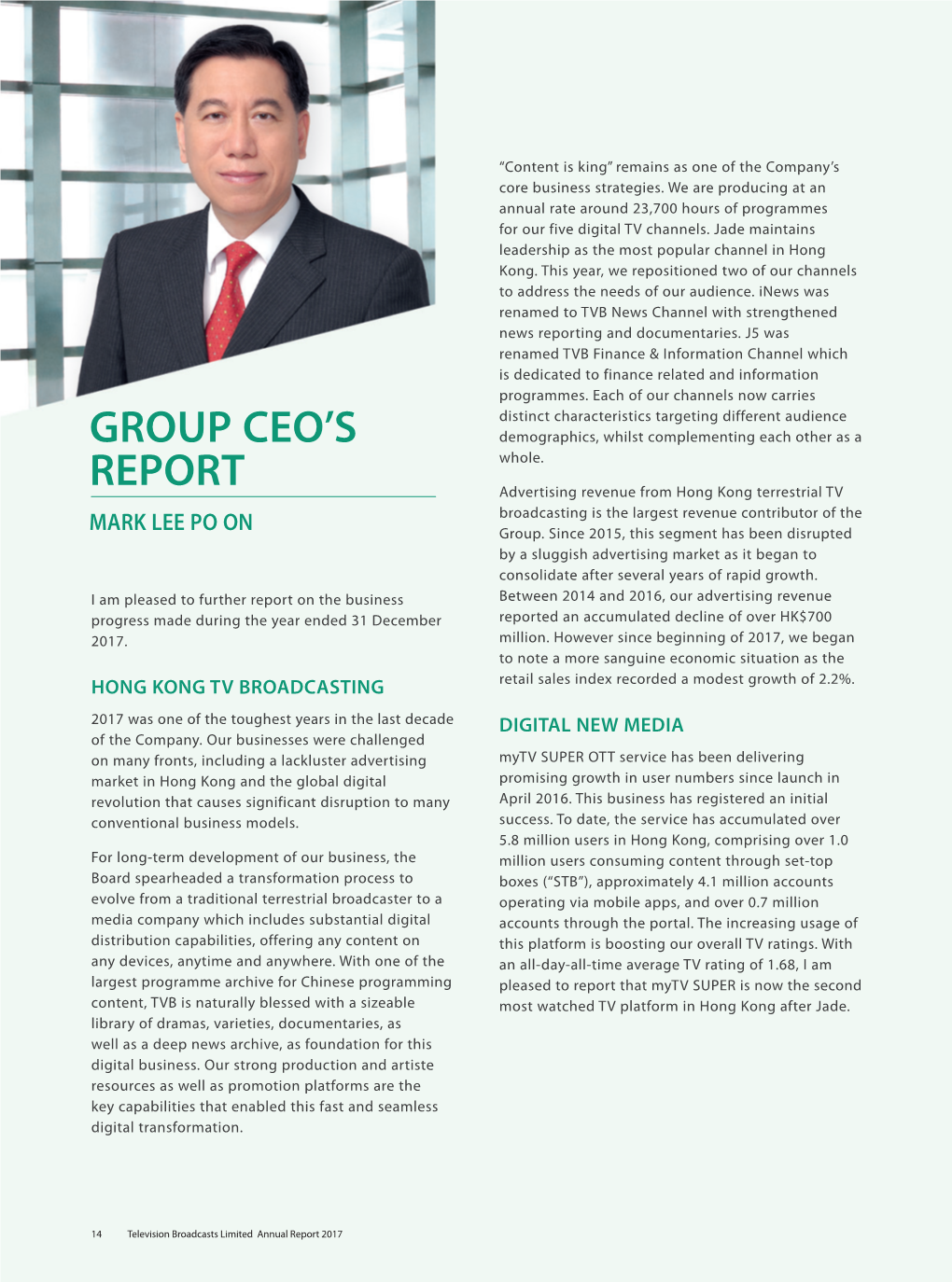 Group Ceo's Report