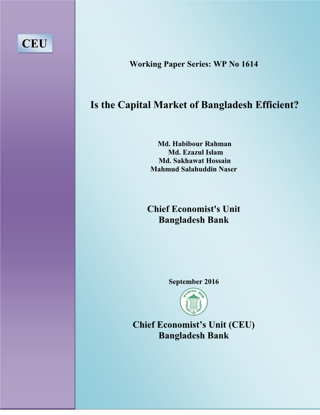 Is the Capital Market of Bangladesh Efficient?