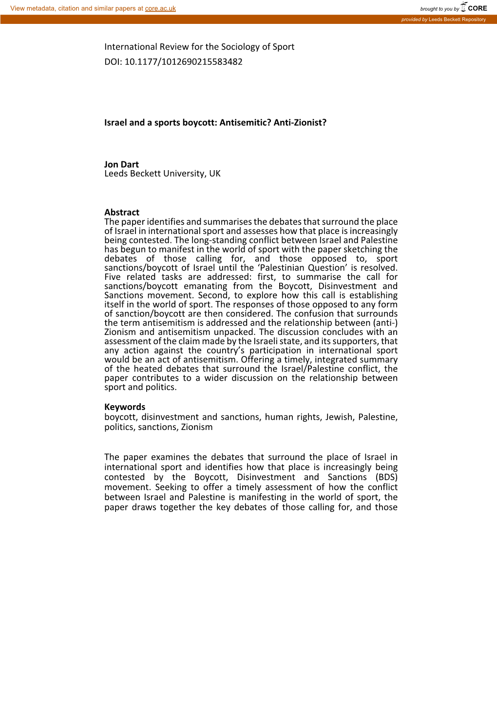 International Review for the Sociology of Sport DOI: 10.1177