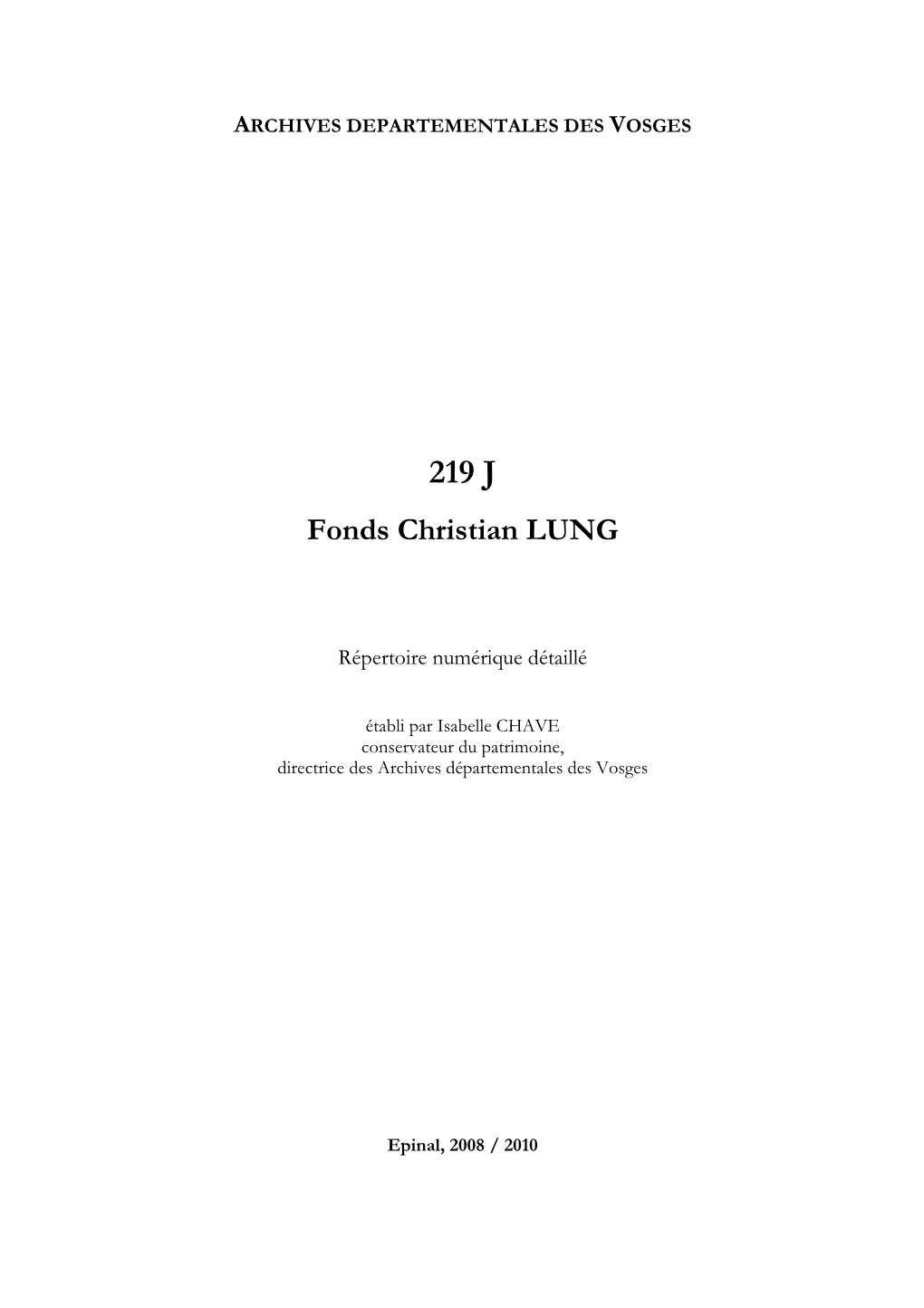 Fonds Christian Lung (1791-1827)