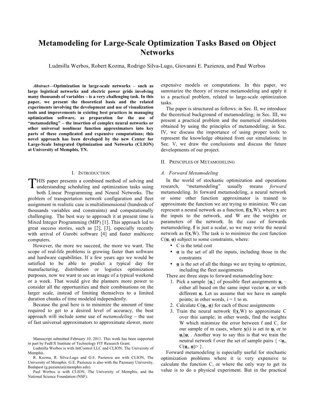 Metamodeling for Large-Scale Optimization Tasks Based on Object Networks