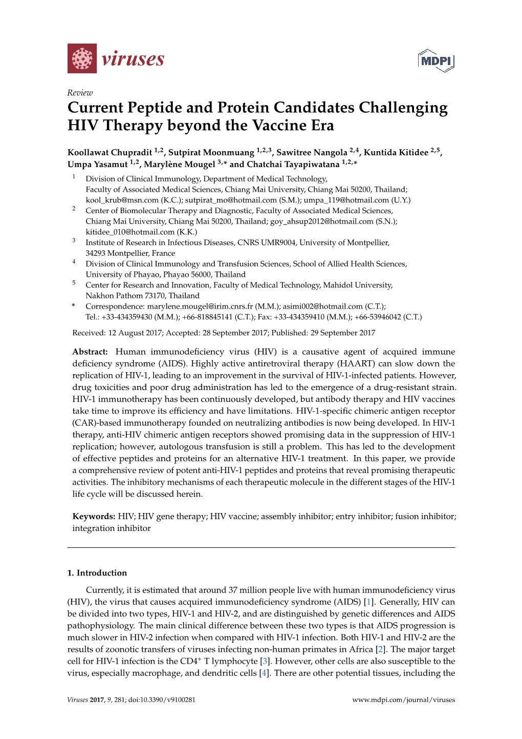 Current Peptide and Protein Candidates Challenging HIV Therapy Beyond the Vaccine Era