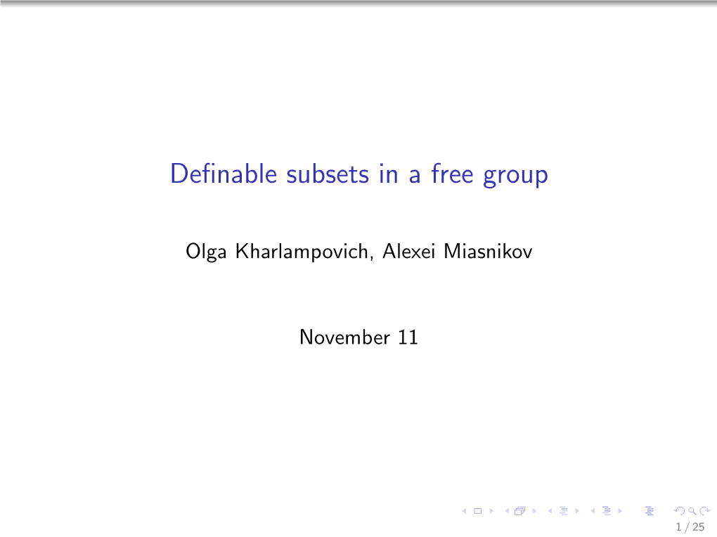 Definable Subsets in a Free Group