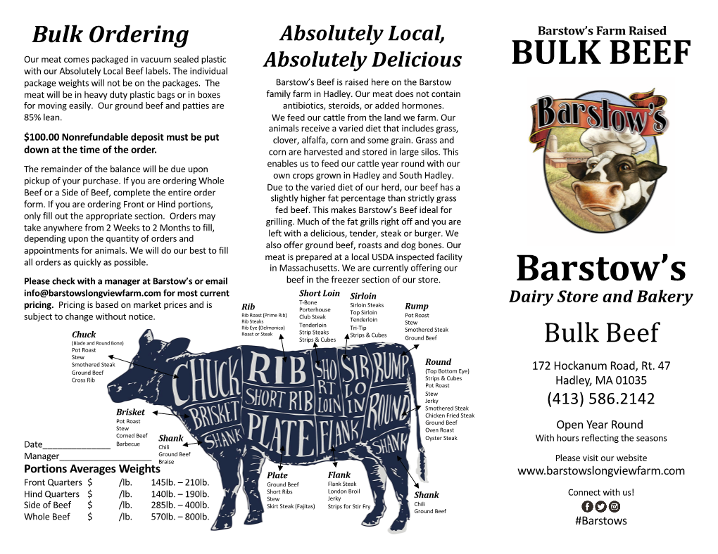 Beef Bulk Ordering Menu