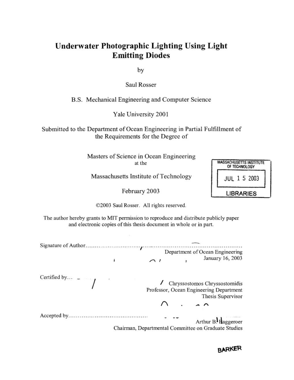 Underwater Photographic Lighting Using Light Emitting Diodes