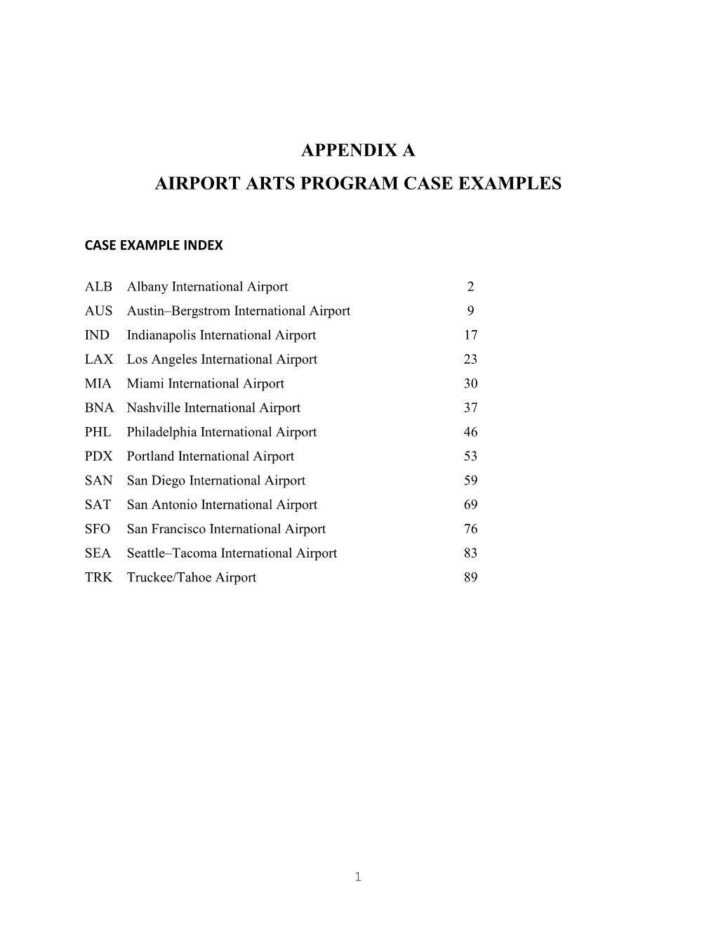 Appendix a Airport Arts Program Case Examples