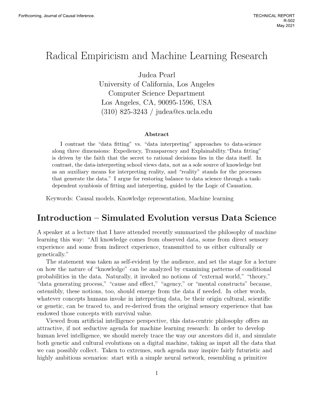 Radical Empiricism and Machine Learning Research