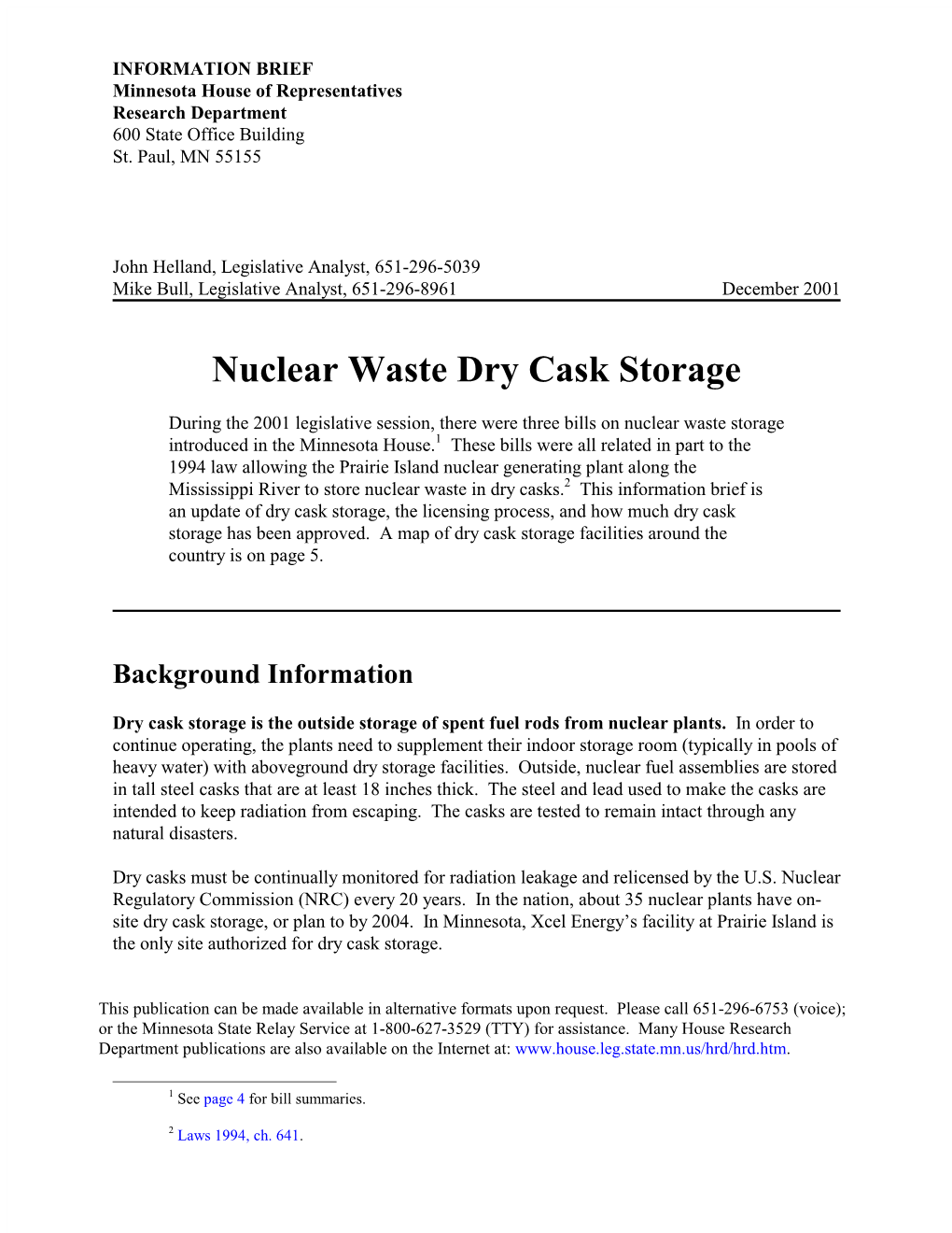 Nuclear Waste Dry Cask Storage