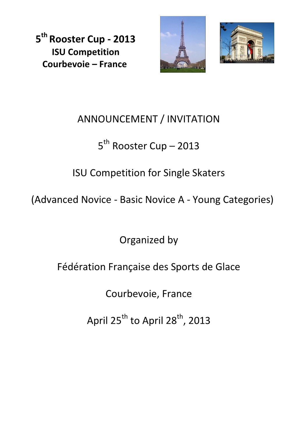 Rooster Cup - 2013 ISU Competition Courbevoie – France