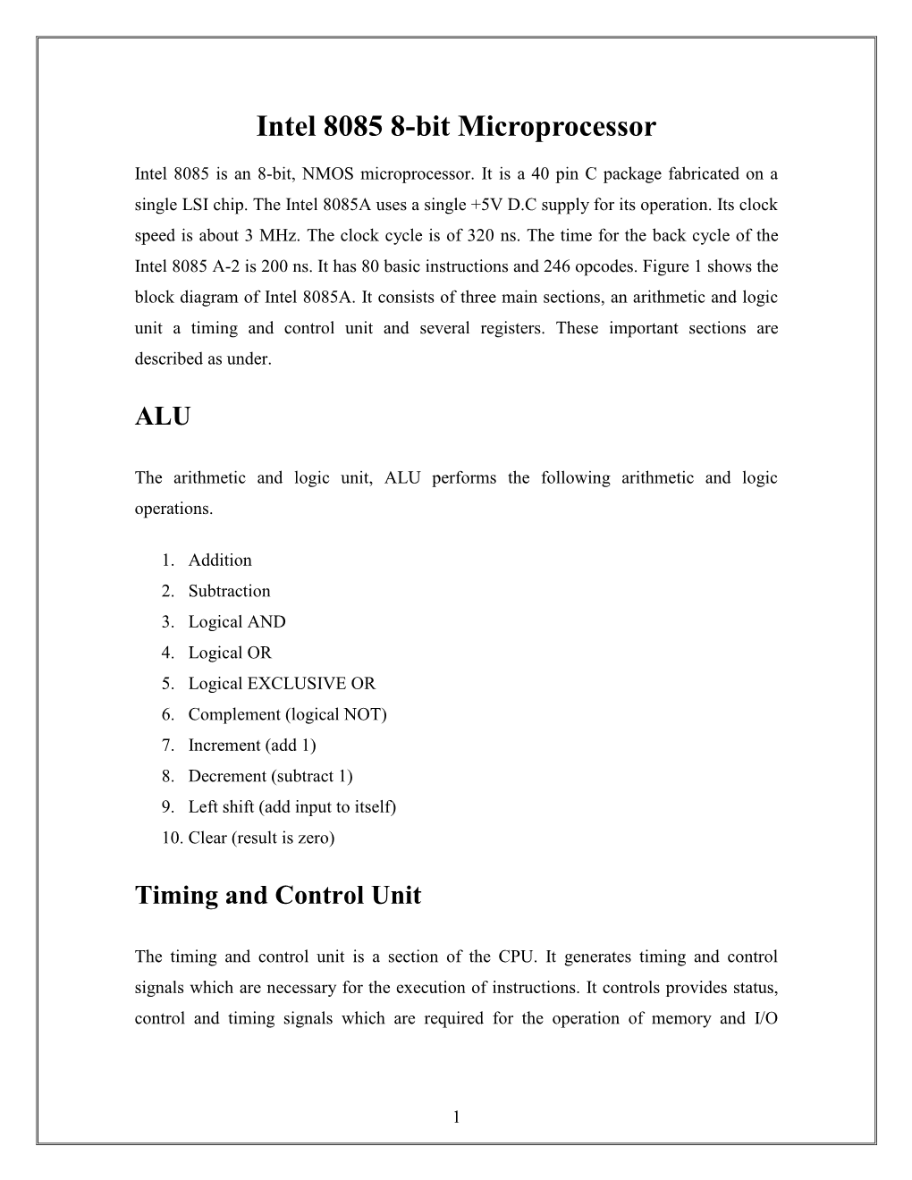 Intel 8085 8-Bit Microprocessor