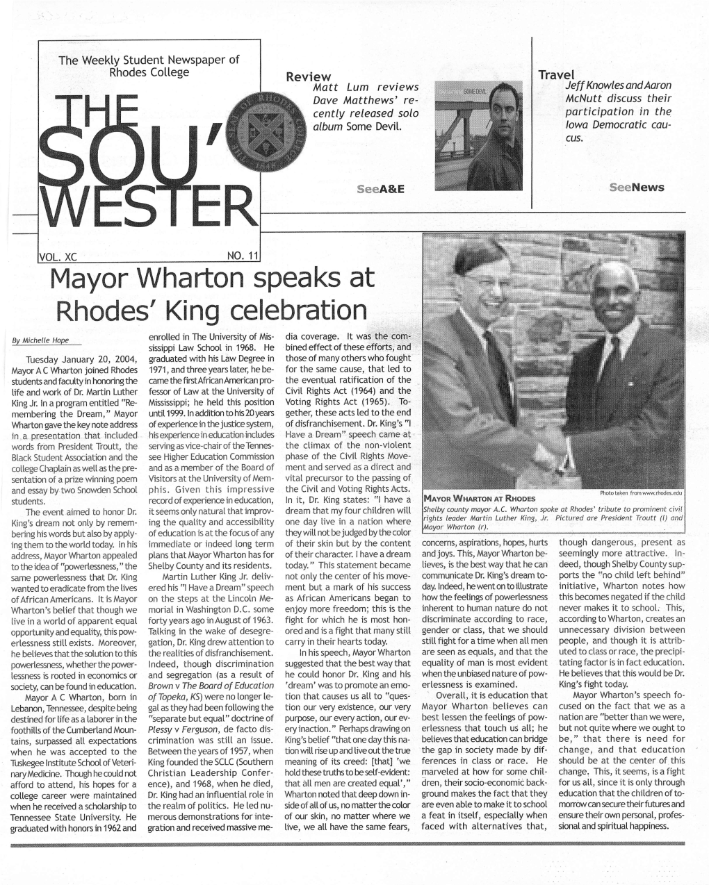 Mayor Wharton Speaks at Rhodes' King Celebration