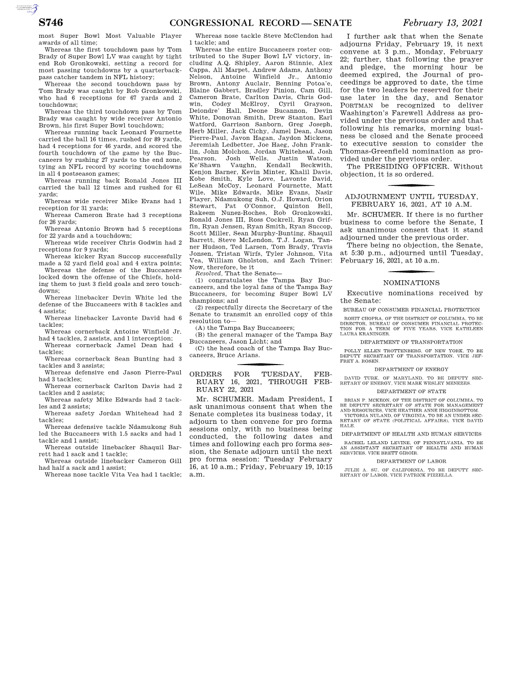 Congressional Record—Senate S746