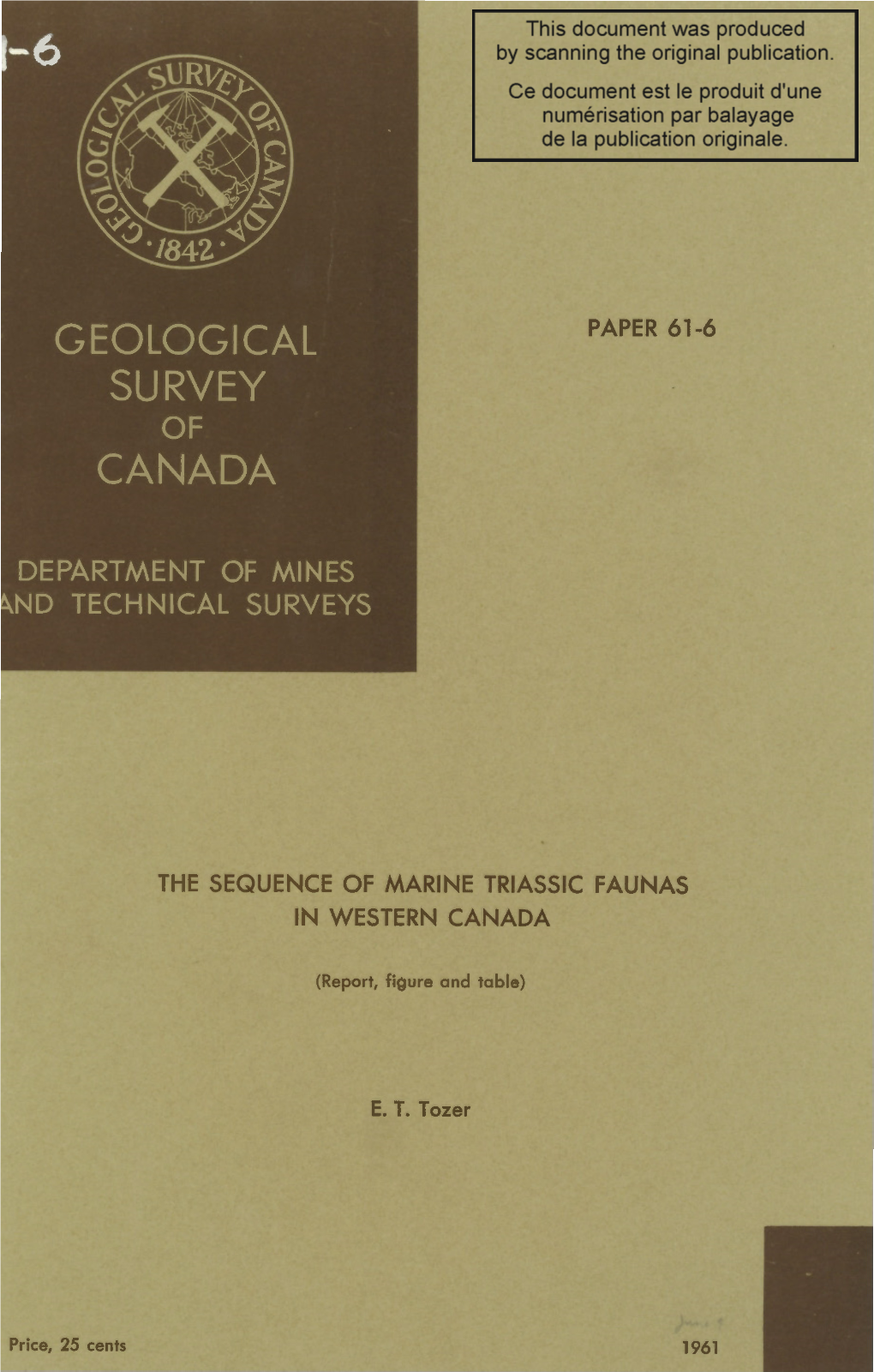 Paper 61-6 the Sequence of Marine Triassic Faunas In