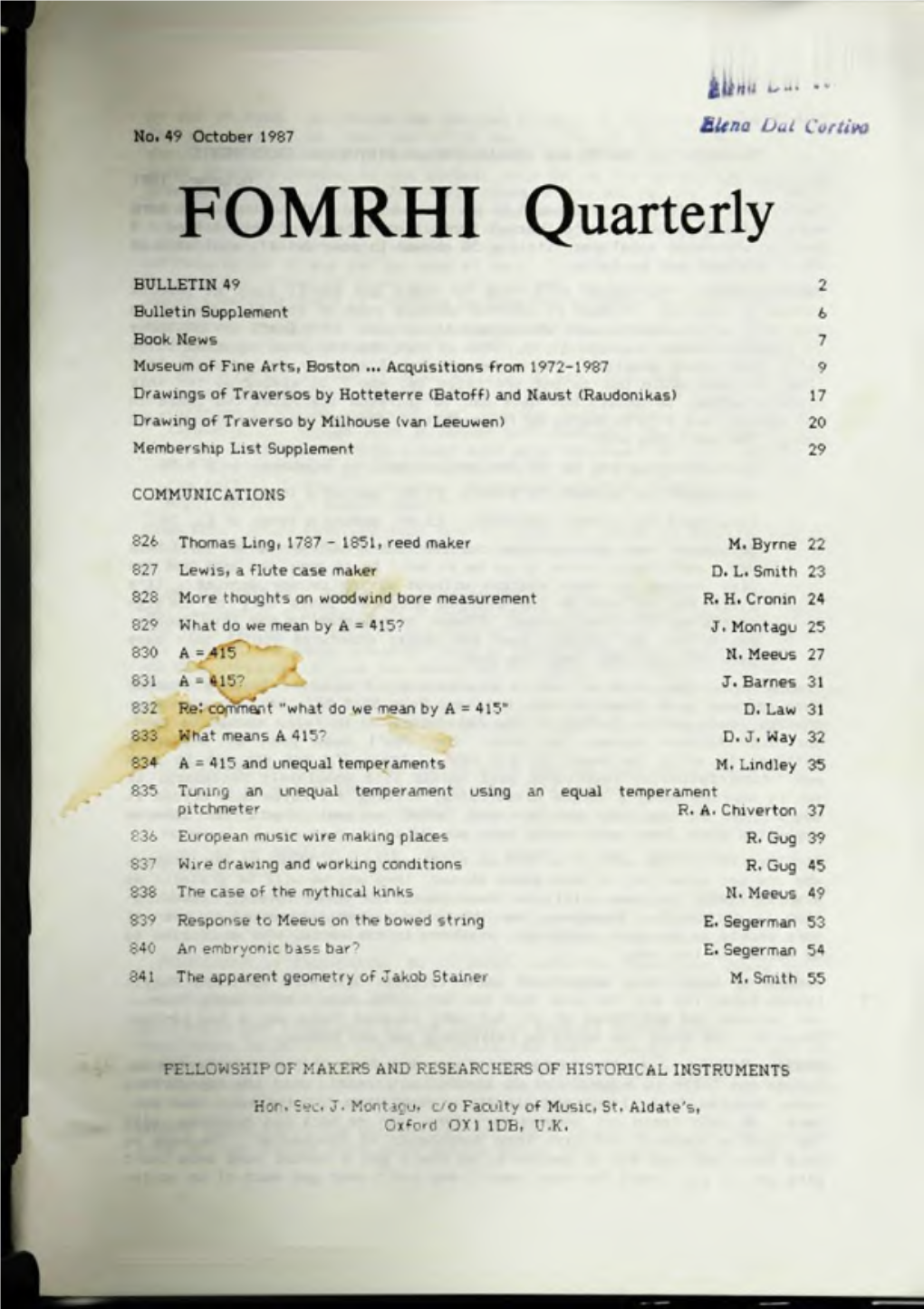 FOMRHI Quarterly