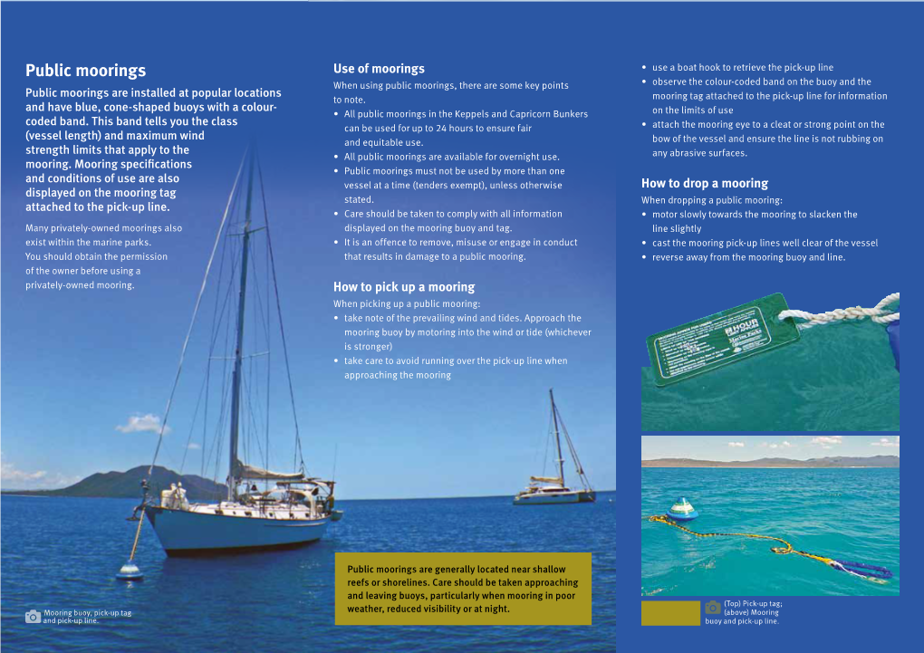 Public Moorings and Anchoring in the Great Barrier Reef Keppels and Capricorn Bunkers Guide
