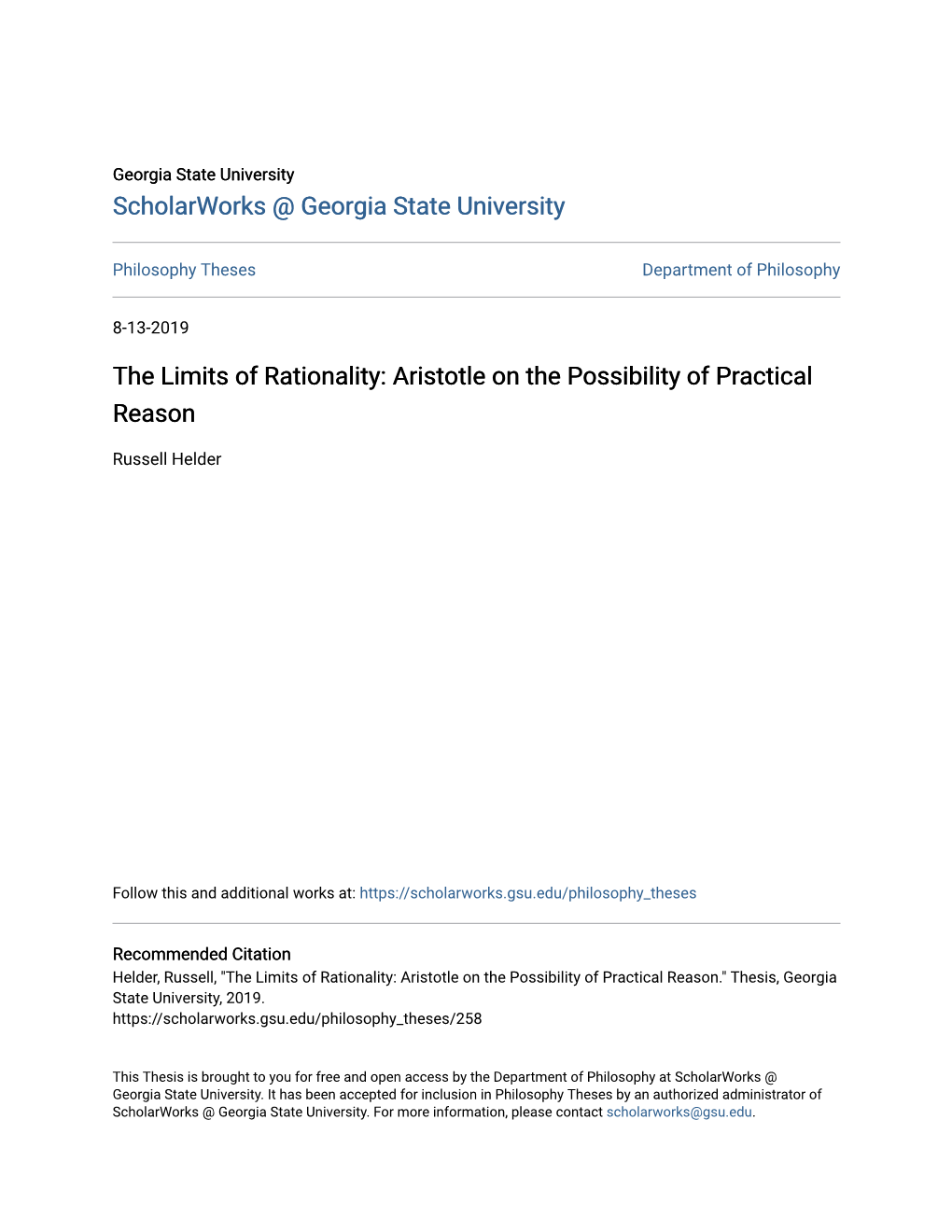 The Limits of Rationality: Aristotle on the Possibility of Practical Reason