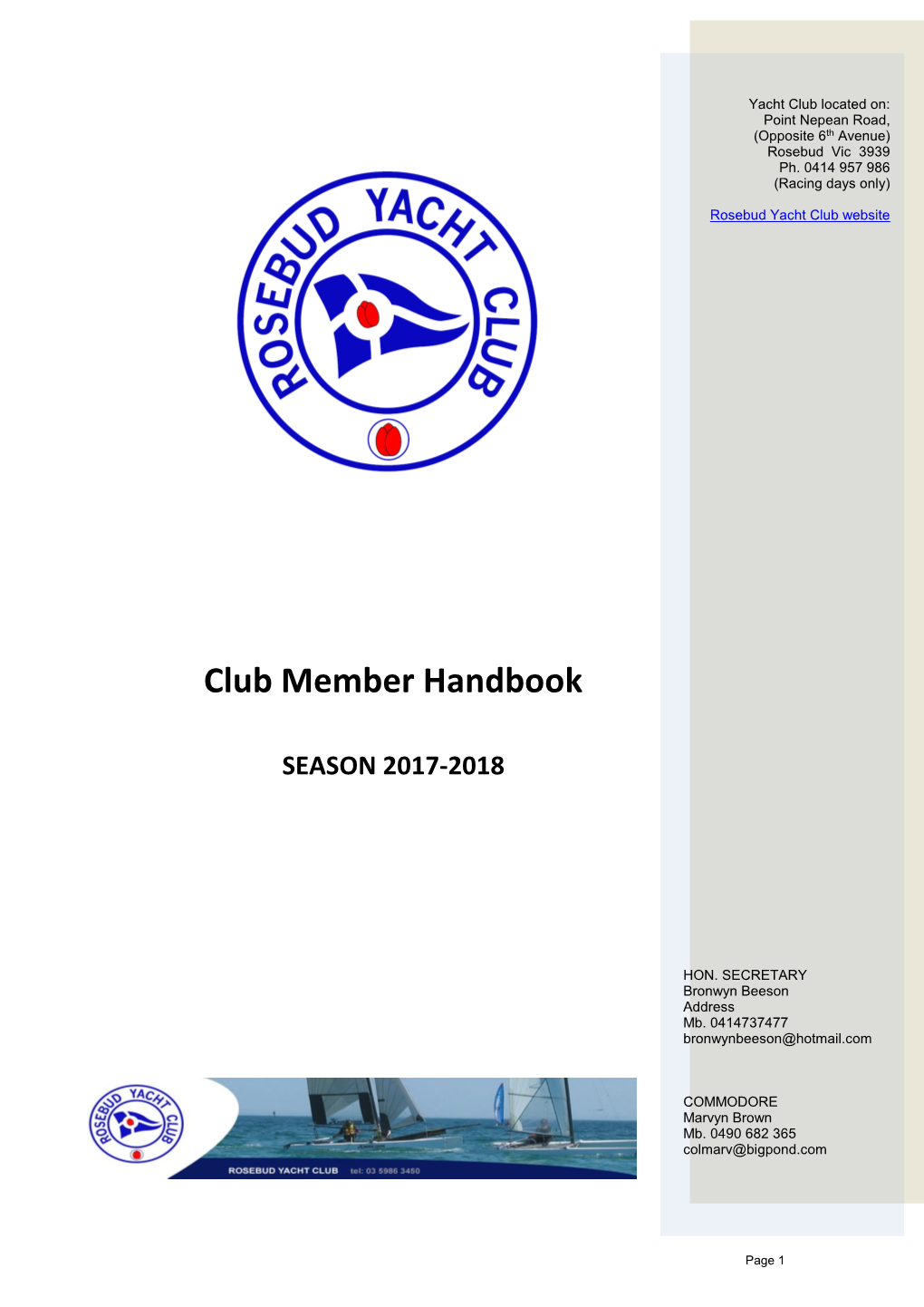Rosebud Yacht Club Handbook
