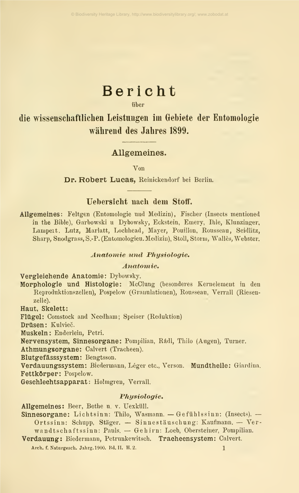 Archiv Für Naturgeschichte