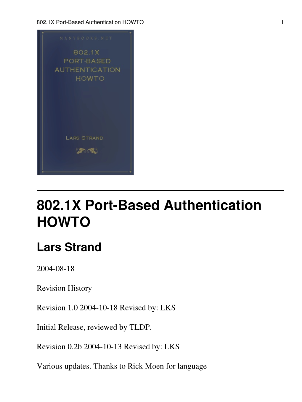 802.1X Port-Based Authentication HOWTO 1