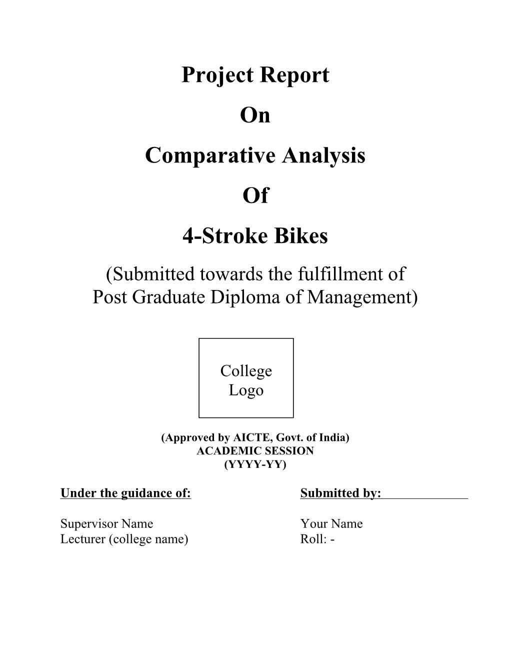 Project Report on Comparative Analysis of 4Stroke Bikes