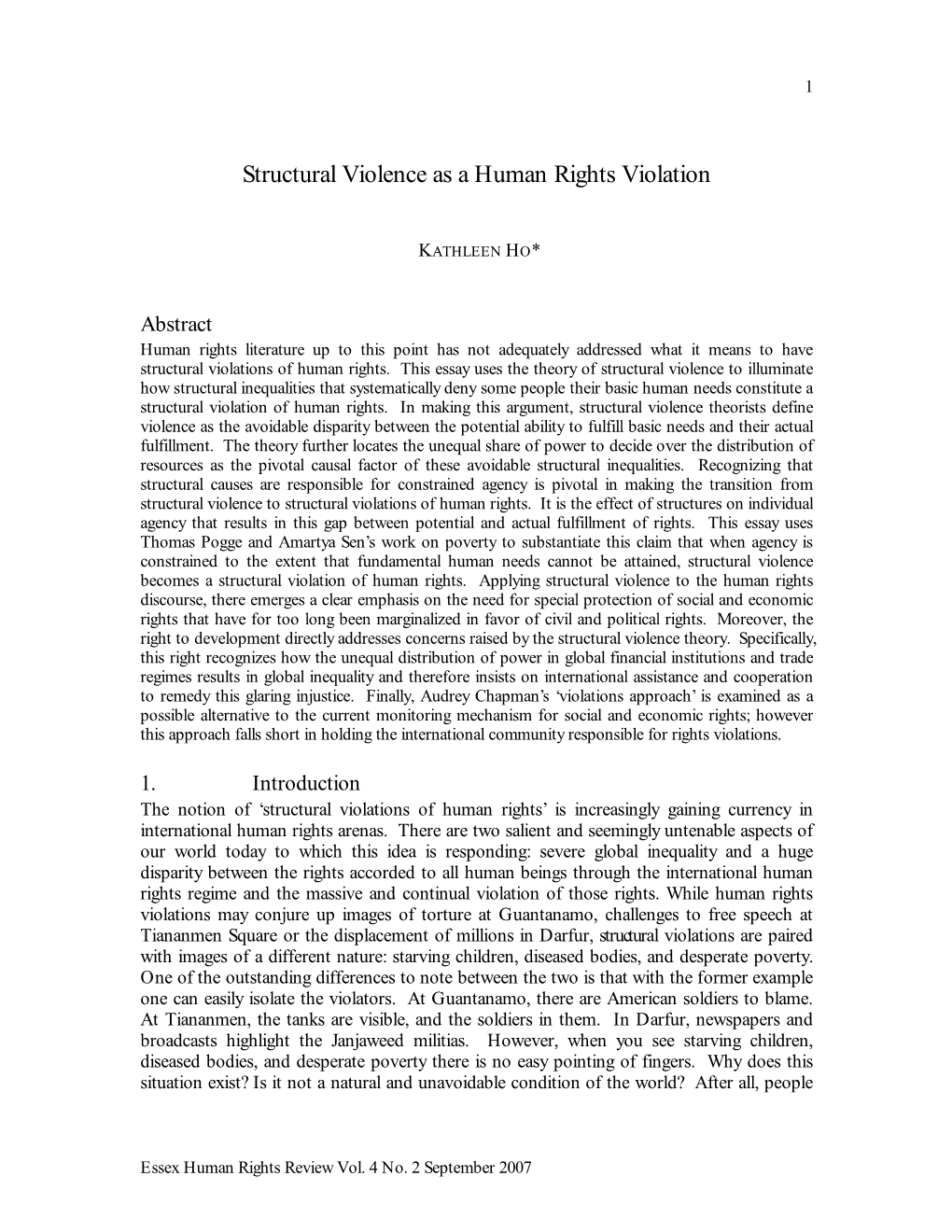 Structural Violence As a Human Rights Violation