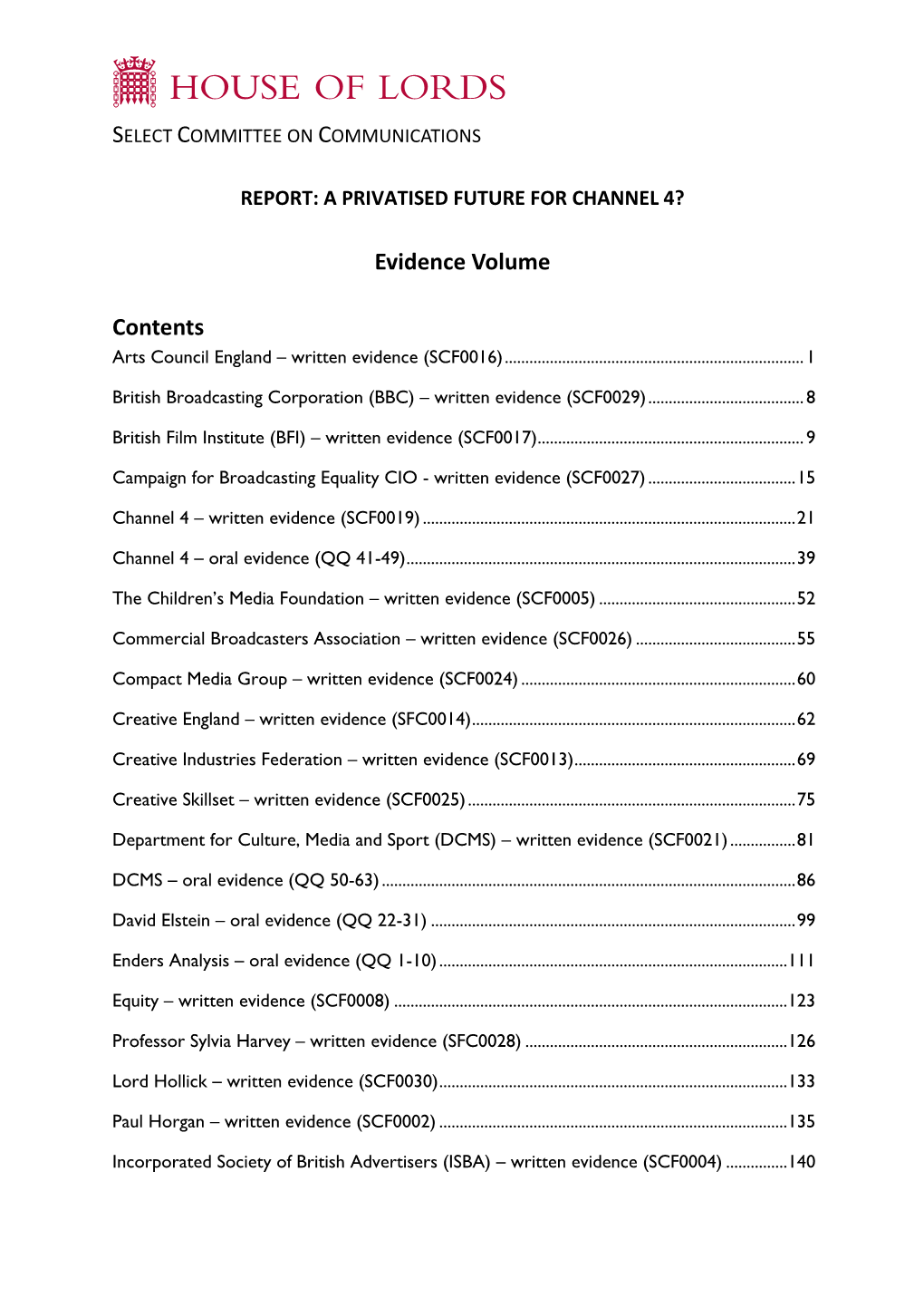 Select Committee on Communications