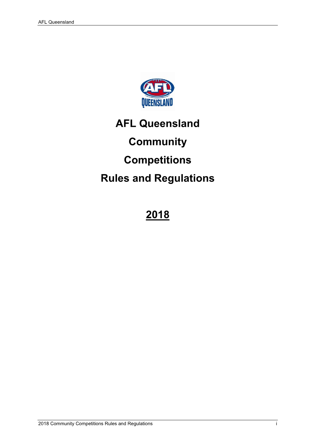 AFL Queensland Community Competitions Rules and Regulations