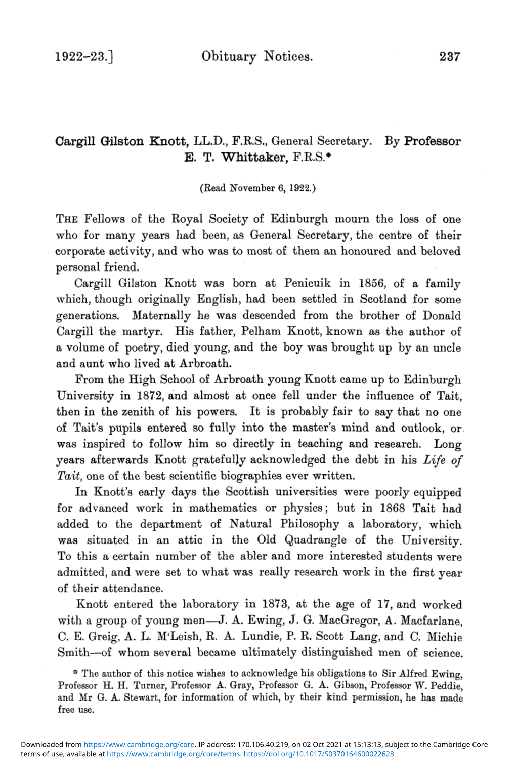 1922-23.] Obituary Notices. 237