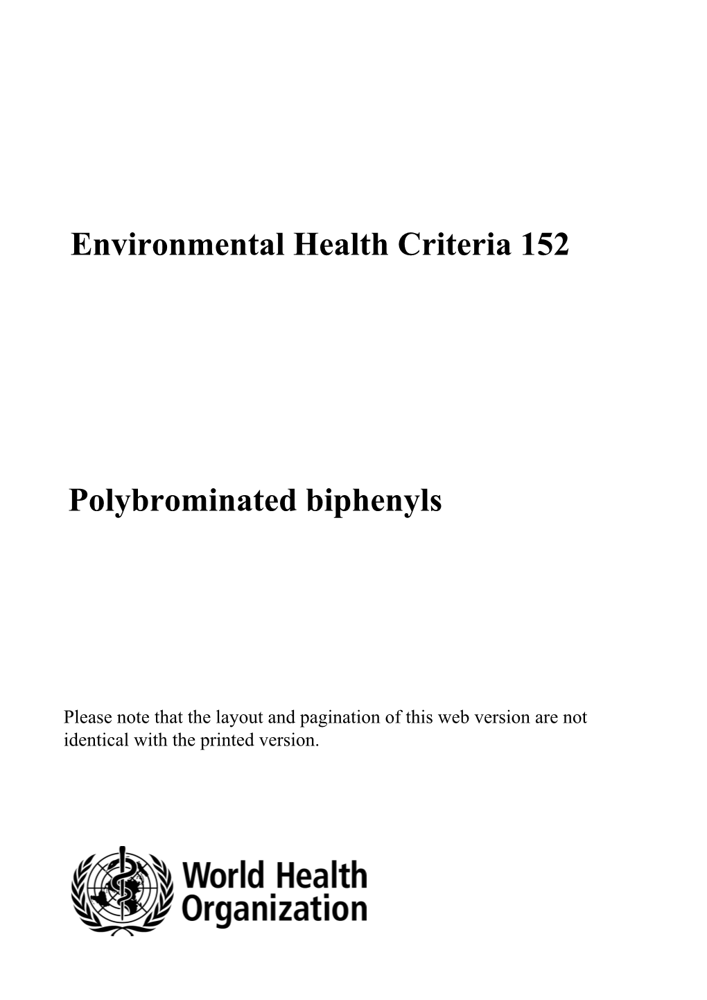Environmental Health Criteria 152 Polybrominated Biphenyls