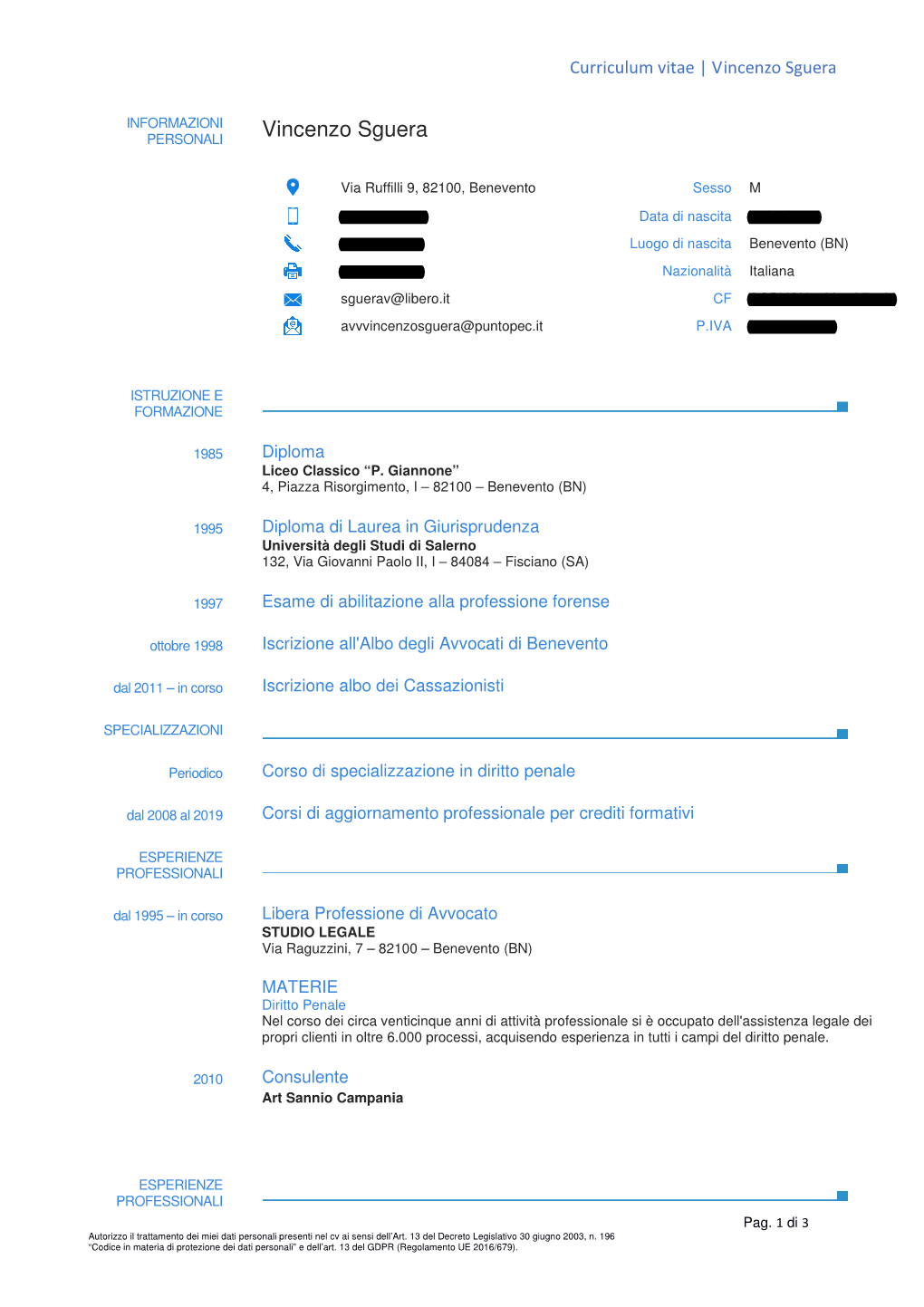 Curriculum Vitae | Vincenzo Sguera