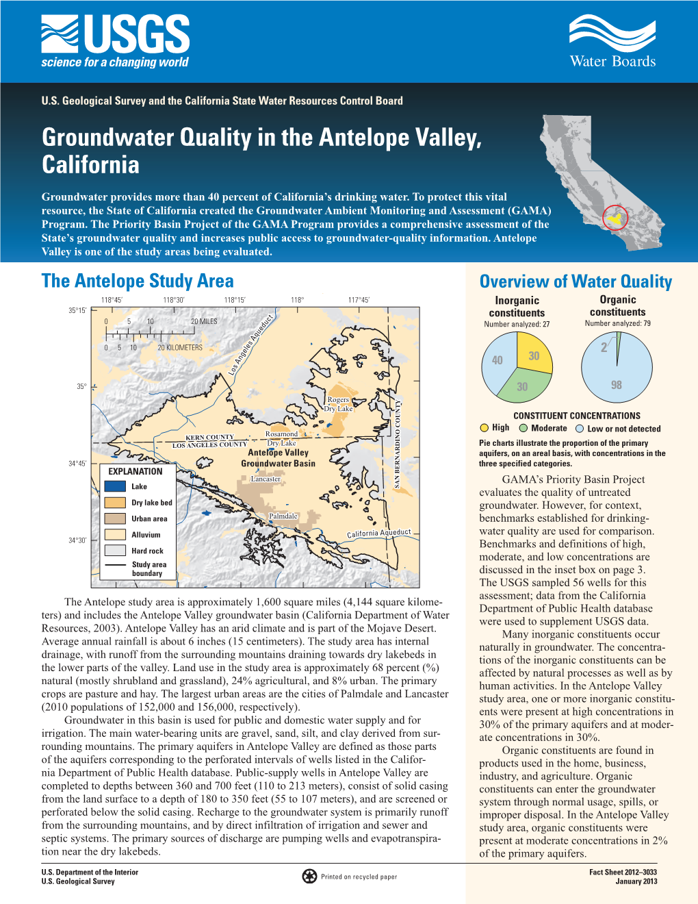 Groundwater Quality in the Antelope Valley, California