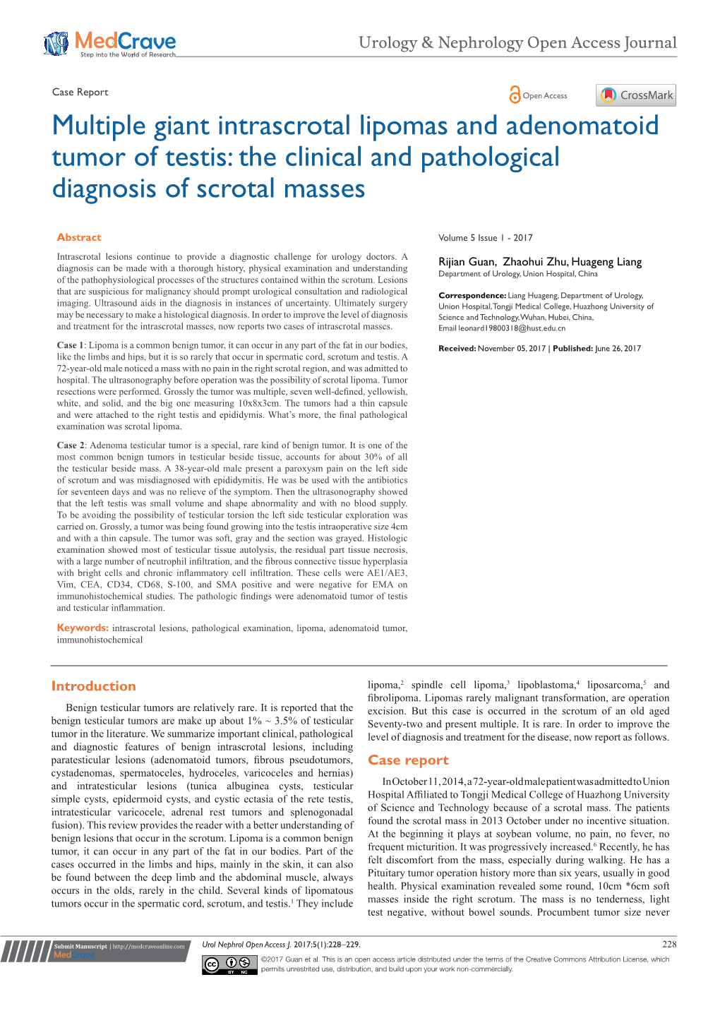 Multiple Giant Intrascrotal Lipomas and Adenomatoid Tumor of Testis: the Clinical and Pathological Diagnosis of Scrotal Masses