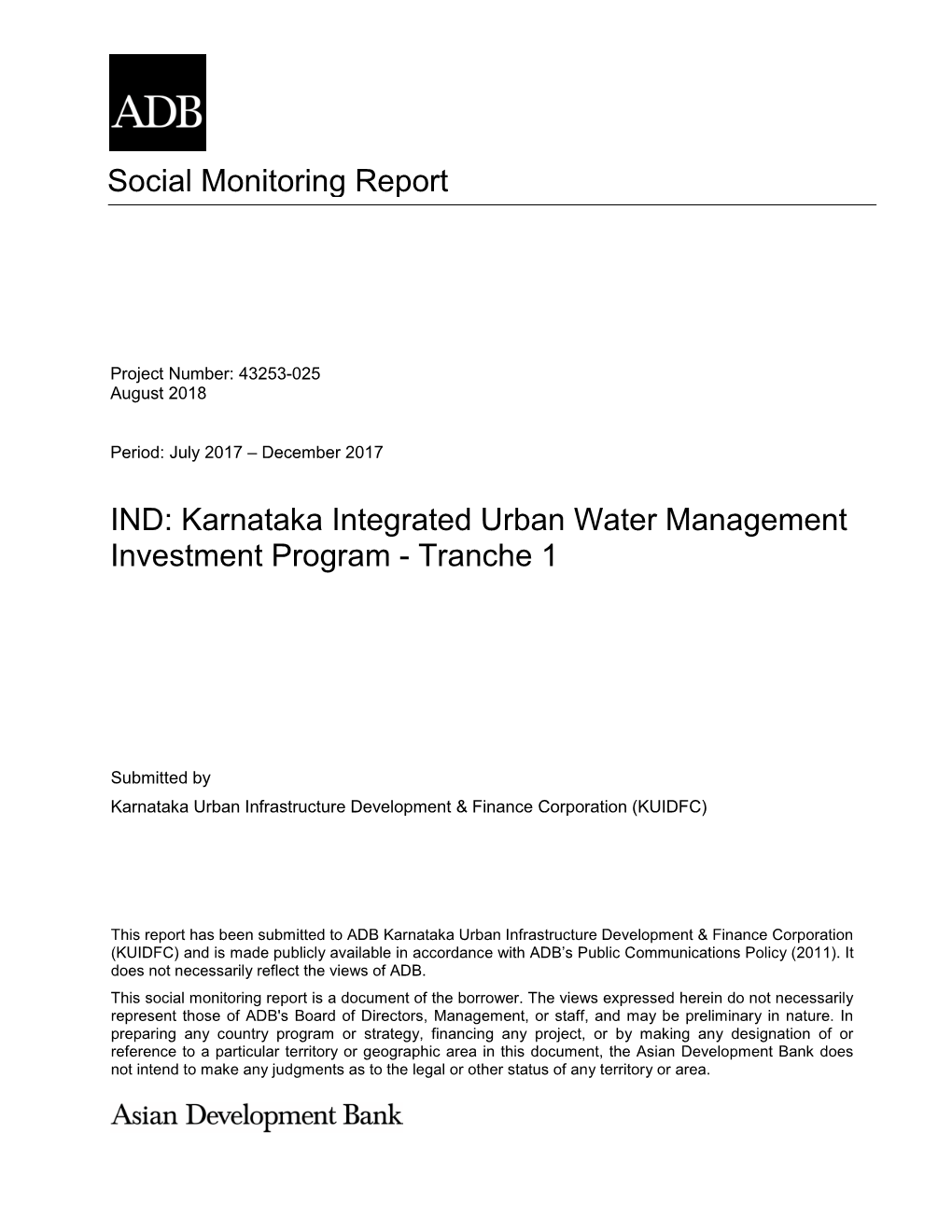 43253-025: Karnataka Integrated Urban