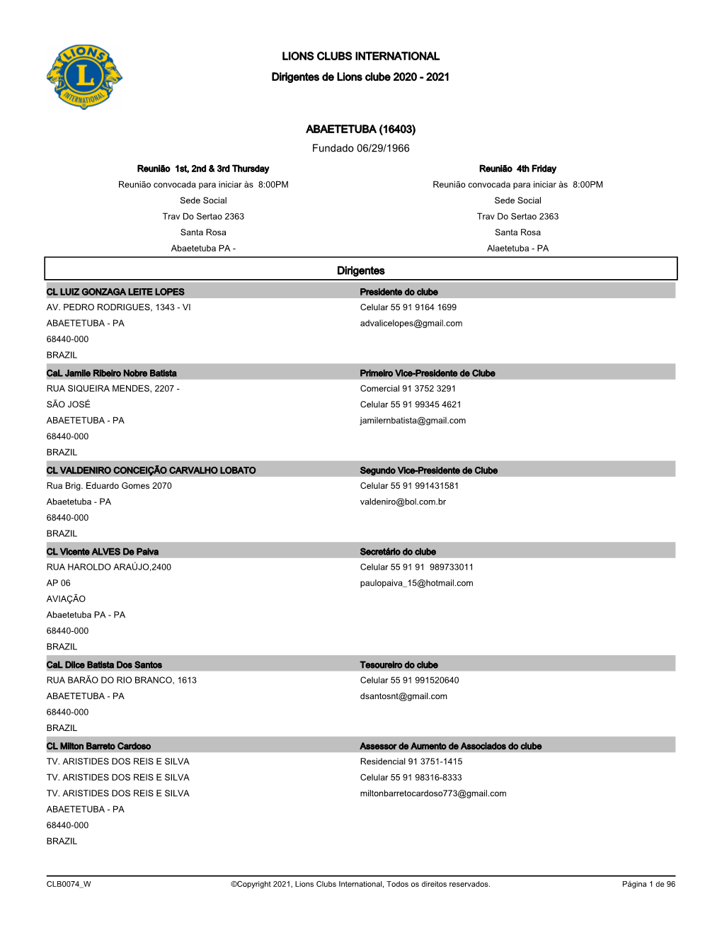 Dirigentes De Clubes AL 20/21