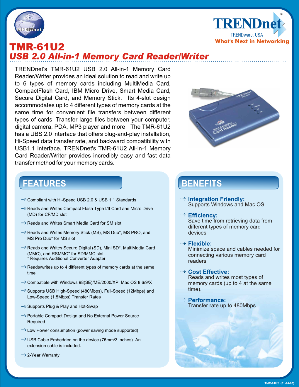 USB 2.0 All-In-1 Memory Card Reader/Writer BENEFITS