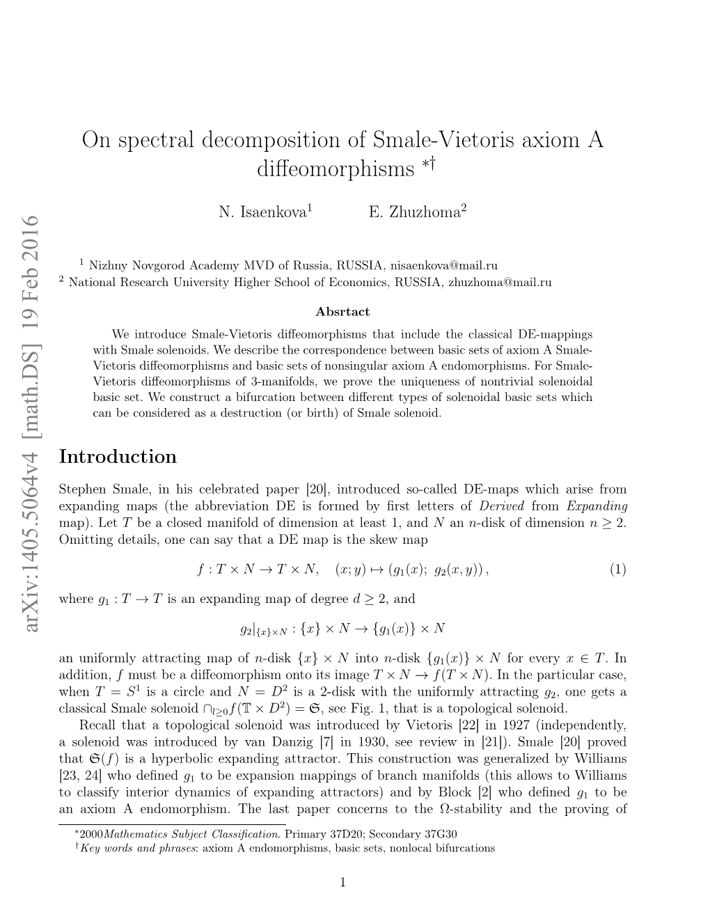 On Spectral Decomposition of Smale-Vietoris Axiom A