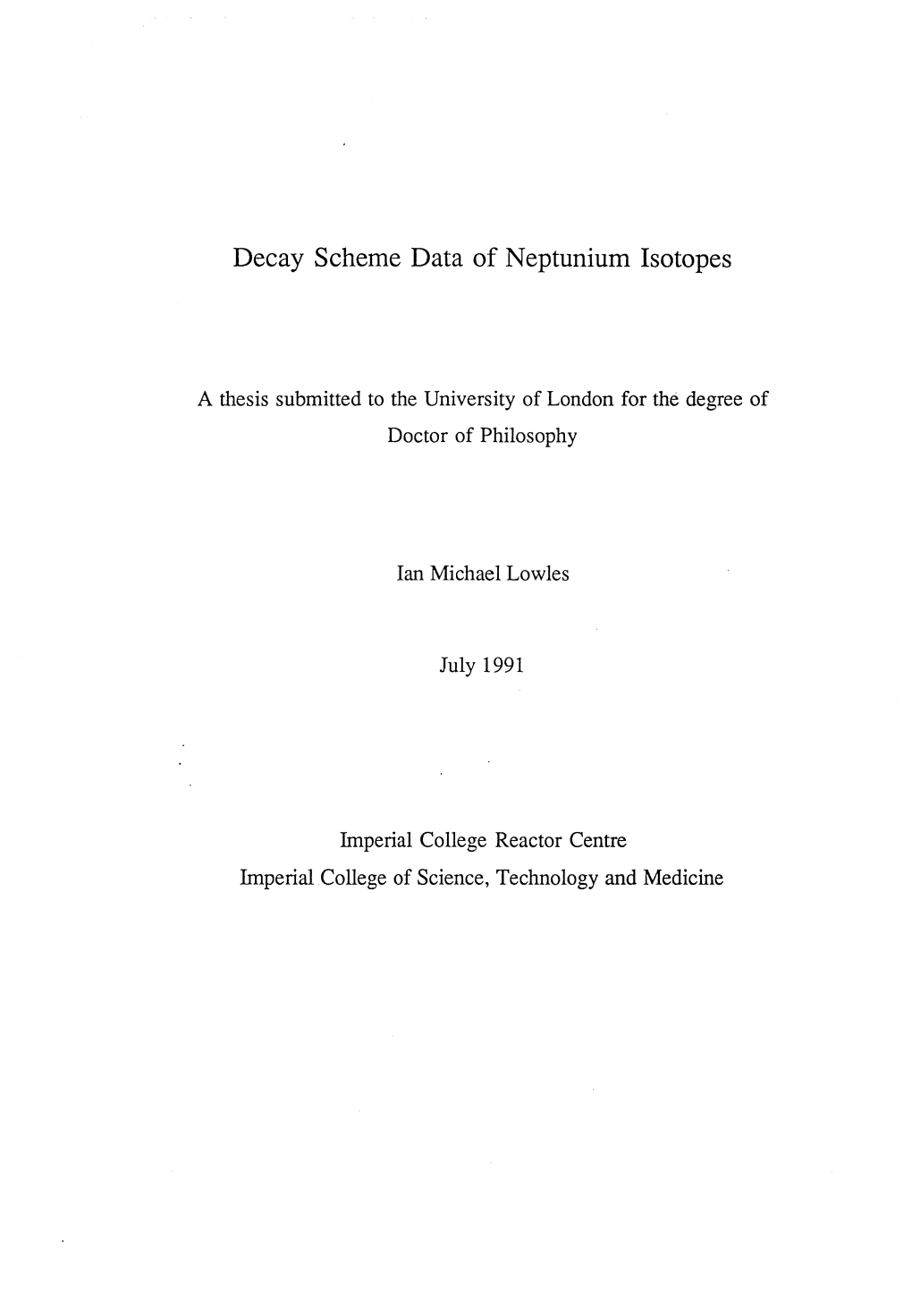 Decay Scheme Data of Neptunium Isotopes