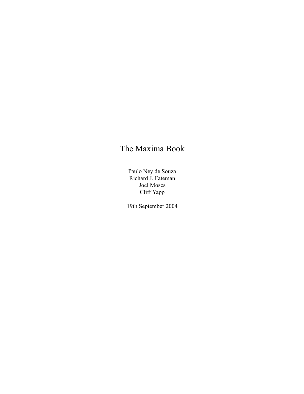 The Maxima Book