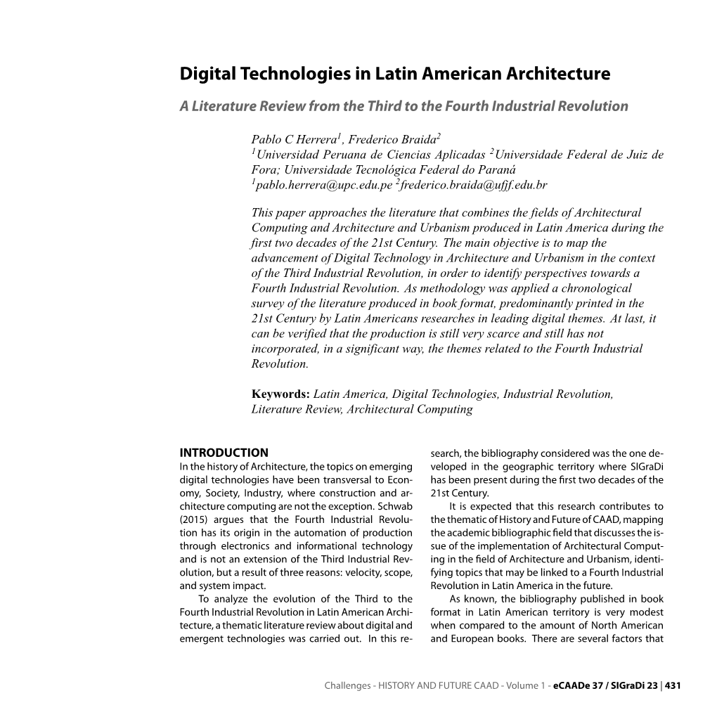 Digital Technologies in Latin American Architecture